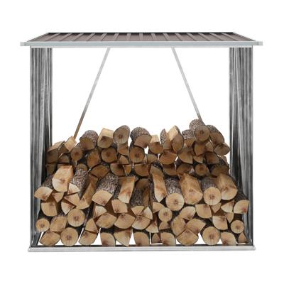 Haardhoutschuur 163x83x154 cm gegalvaniseerd staal bruin