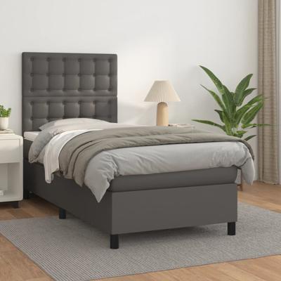 Boxspring met matras kunstleer grijs 90x190 cm