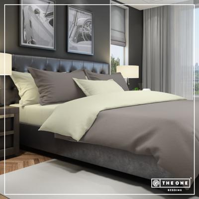 The One Dekbedovertrek Classic Taupe / Cream-140x220cm