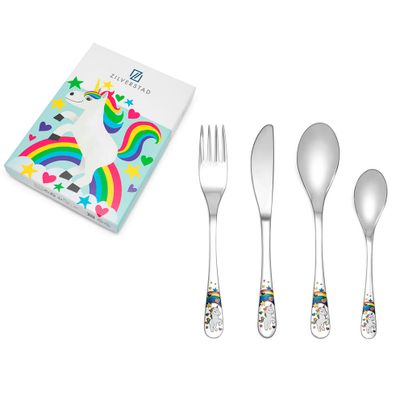 Zilverstad 4260070 Kinderbestek Unicorn-Eenhoorn RV-staal 4-delig