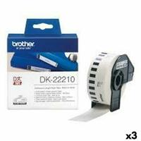 Continu Papier voor Printers Brother DK-22210 Wit 29 mm x 30,48 m Zwart Zwart/Wit (3 Stuks)