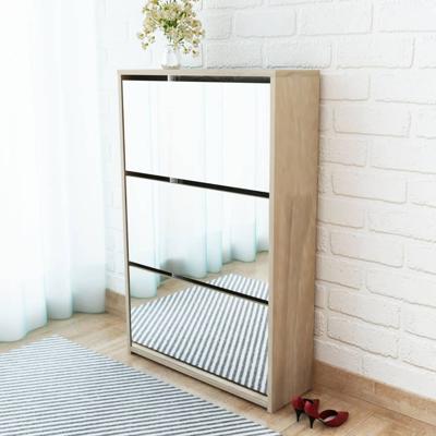 Schoenenkast drielaags met spiegel 63x17x102,5 cm eiken
