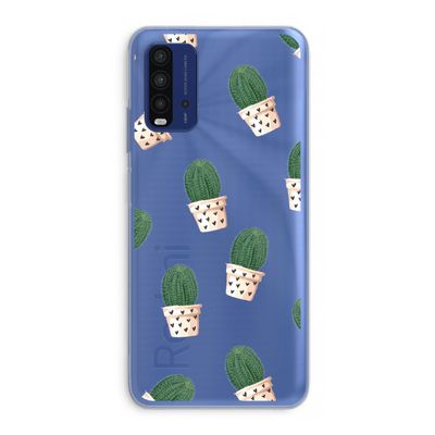 Cactusprint roze: Xiaomi Redmi 9T Transparant Hoesje