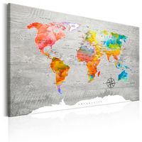 Schilderij - Wereldkaart , Multigekleurde landen