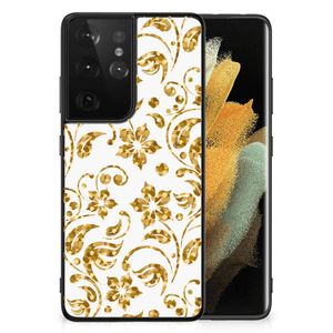 Samsung Galaxy S21 Ultra Bloemen Hoesje Gouden Bloemen