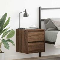 Nachtkastjes 2 st wandgemonteerd 38x34x40 cm bruin eikenkleur
