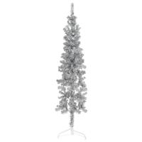 VidaXL Kunstkerstboom half met standaard smal 150 cm zilverkleurig