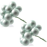 Decoris mini kerstballen stekers/instekers - 20x - mintgroen - 2 cm - glas   - - thumbnail