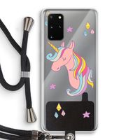 Roze eenhoorn: Samsung Galaxy S20 Plus Transparant Hoesje met koord