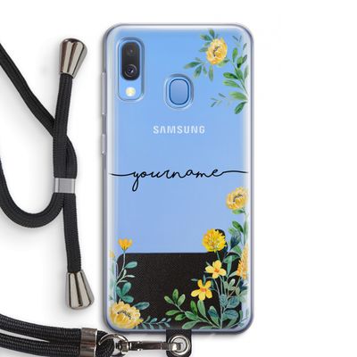Gele bloemen: Samsung Galaxy A40 Transparant Hoesje met koord
