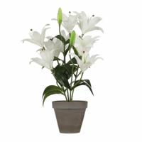 Mica Decorations Tigerlily/tijgerlelie kunstplant - wit - 47 cm - Kunstplanten/nepplanten