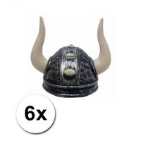 Viking helmen met twee hoorns 6 st   -