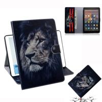 Leeuw patroon horizontale Flip lederen case voor Amazon Kindle Fire HD 10 2015/2017 met houder & Card slot & portemonnee
