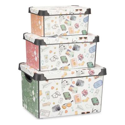 Set van opstapelbare opbergboxen Memories 3 Onderdelen Plastic