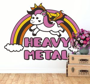 Tienerkamer muursticker eenhoorn Heavy Metal