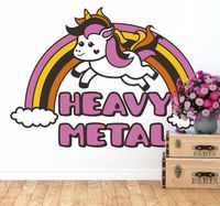 Tienerkamer muursticker eenhoorn Heavy Metal