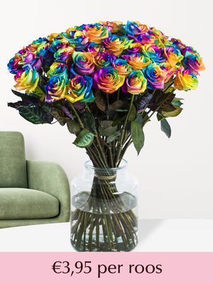 Regenboog rozen - Kies je aantal - 10 t/m 49 rozen