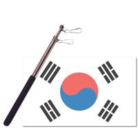 Landen vlag Zuid Korea - 90 x 150 cm - met compacte draagbare telescoop vlaggenstok - supporters - thumbnail