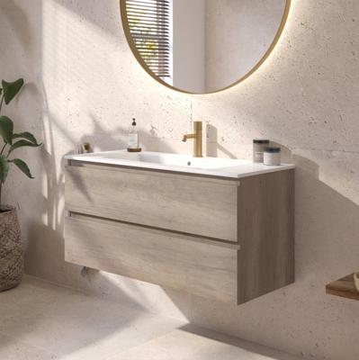 Ben Tendenza voorgemonteerd badmeubel incl. glans witte keramische wastafel 102,7x46x51,5cm nebraska eiken
