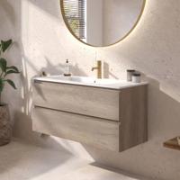 Ben Tendenza voorgemonteerd badmeubel incl. glans witte keramische wastafel 102,7x46x51,5cm nebraska eiken