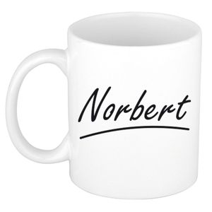 Norbert voornaam kado beker / mok sierlijke letters - gepersonaliseerde mok met naam   -