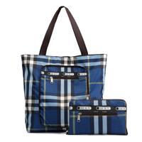 Gedrukte bloem patroon handtas voor vrouwen (blauw vierkant)