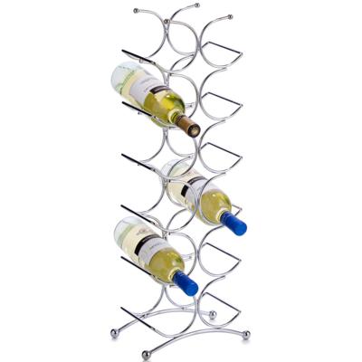 Wijnrekwijnflessen houder - zilver - staand - voor 12 flessen - 67 cm hoog