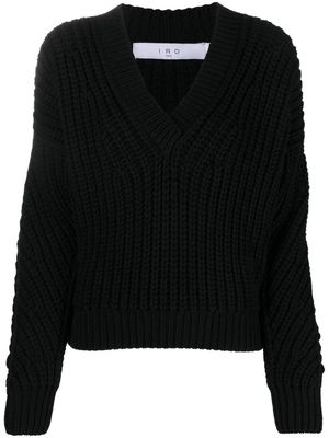 IRO pull en maille épaisse à col v - Noir