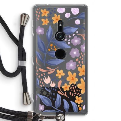 Flowers with blue leaves: Sony Xperia XZ2 Transparant Hoesje met koord