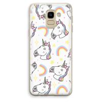 Rainbow Unicorn: Samsung Galaxy J6 (2018) Transparant Hoesje - thumbnail