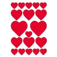 Hartjes love stickers - 57x st - 1 tot 4 cm - plank stickers - rood - liefde/valentijnsdag