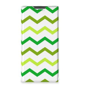 Samsung Galaxy S22 Ultra Hoesje met Magneet Zigzag Groen