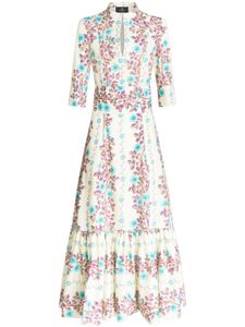 ETRO robe mi-longue à fleurs - Blanc