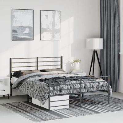 Bedframe met hoofd- en voeteneinde metaal zwart 150x200 cm