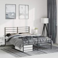 Bedframe met hoofd- en voeteneinde metaal zwart 150x200 cm