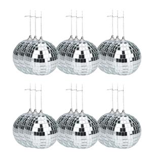 Disco kerstballen - 24x st - zilver - D6 cm - kunststof - discobol - spiegelbol - discobal