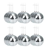 Disco kerstballen - 24x st - zilver - D6 cm - kunststof - discobol - spiegelbol - discobal