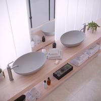 Opbouw Waskom Ideavit Solidthin 60x40x14.5 cm Solid Surface Mat Licht Grijs Ideavit