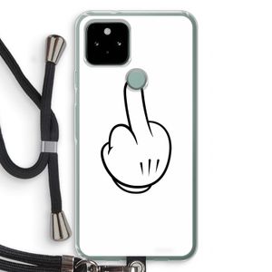 Middle finger white: Pixel 5 Transparant Hoesje met koord
