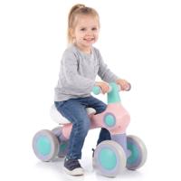 Loopfiets voor Kinderen Rijdend Speelgoed met Verstelbaar Zacht Zitkussen Vier Stille Wielen Zonder Pedalen Roze