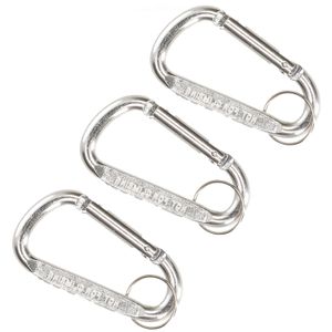 Karabijnhaak sleutelhanger 3x metaal zilver 8 cm