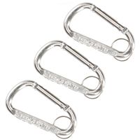 Karabijnhaak sleutelhanger 3x metaal zilver 8 cm - thumbnail