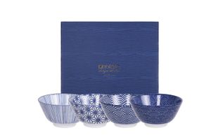 Japanse rijstkommen set - Nippon Blue - Tokyo Design Studio - 4-delig - 300ml - 12 x 6.4cm