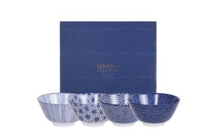 Tokyo Design Studio - Nippon Blue - rijstkommen set - set van 4 stuks - 12 x 6.4cm 300ml