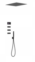 Tres Shower Technology elektronische inbouwthermostaat met regendouche 50x65cm incl handdouche en massagejets mat zwart - thumbnail
