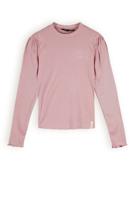 NoBell Meisjes cropped top LS fijne rib - Krop - Vintage roze