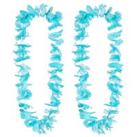Hawaii krans/slinger - 10x - Tropische kleuren turquoise blauw - Bloemen hals slingers