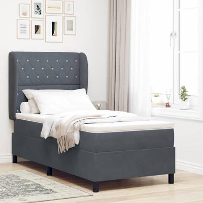 Boxspringbed met matras fluweel donkergrijs 100x200 cm