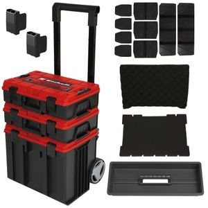 Einhell Systeemkoffer E-Case Tower - 1x E-Case S met Foam-binnenzijde - 1x E-Case S met kunststof vakverdelersset - 1x E-Case L met inzetbak voor