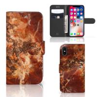 Apple iPhone X | Xs | Bookcase | Marmer Bruin Apple iPhone X | Xs | Bookcase | Marmer Bruin